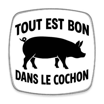 Tout est bon dans le cochon humour cuisine bbq - Magnet carré - blanc - Devant
