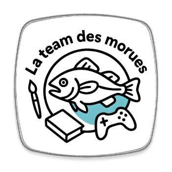 Poisson Artiste Gamer - Magnet carré - blanc - Devant