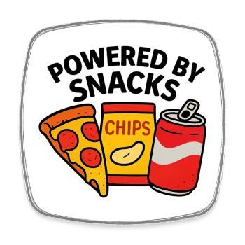 Powered by Snacks – Food Lover - Viereckiger Kühlschrankmagnet - Weiß - Vorne