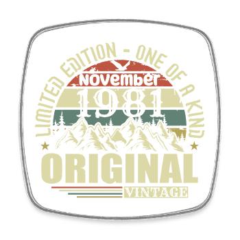 Geburtstag November 1981 - Viereckiger Kühlschrankmagnet - Weiß - Vorne
