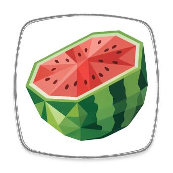 Melone - Cooles Frucht-Logo - Viereckiger Kühlschrankmagnet - Weiß - Vorne