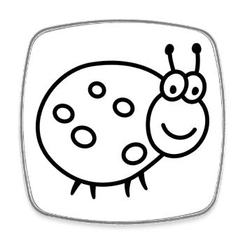 Ladybug – Cute lucky charm garden motif - Square fridge magnet - white - Front
