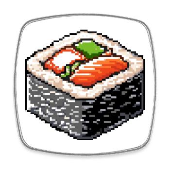Pixel Sushi Bento Art - Magnet carré - blanc - Devant