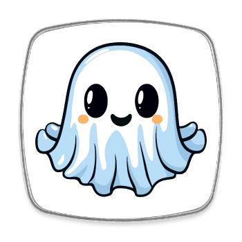 Ghost Kawaii Comic Halloween - Square fridge magnet - white - Front