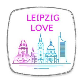 Leipzig Love Skyline Silhouette City Stadt - Square fridge magnet - white - Front