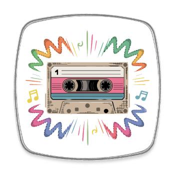 Cassette Rétro 1 Mixtape Années 80 Musique des années 90 - Magnet carré - blanc - Devant