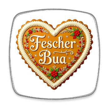 Coeur en pain d’épices Fescher Bua Costume traditionnel Bavière Bavarois - Magnet carré - blanc - Devant