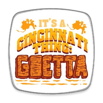 Goetta Sausage Cincinnati Thing - Square fridge magnet - white - Front