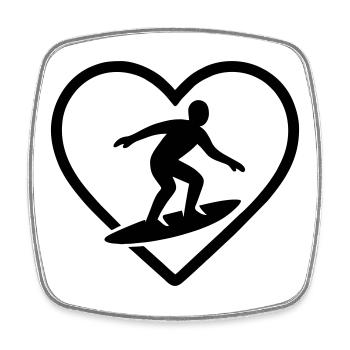 Surfing Heart - Square fridge magnet - white - Front