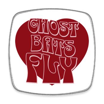 Ghost Bats Fly - Square fridge magnet - white - Front