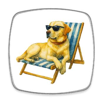 Labrador Hund Sommer Chill Geschenkidee - Viereckiger Kühlschrankmagnet - Weiß - Vorne