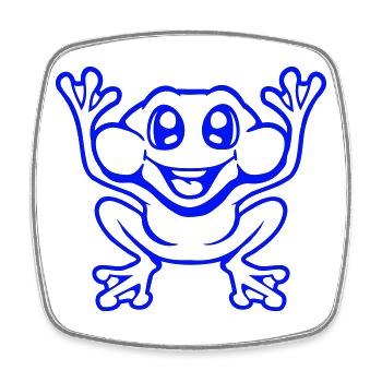 Frog Toad Laughs Funny Jumping Happy Comic - Square fridge magnet - white - Front