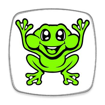 Frosch Kröte lacht lustig springt glücklich Comic  - Viereckiger Kühlschrankmagnet - Weiß - Vorne