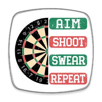 Aim Shoot Wear Repeat Dartboard Style - Square fridge magnet - white - Front