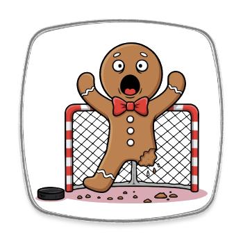 dessin animé de hockey de Noël -Hockey - Magnet carré - blanc - Devant