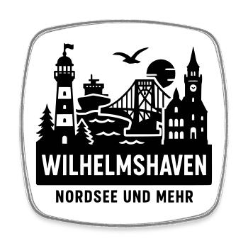 wilhelmshaven silhouette stadt friesland moin  - Viereckiger Kühlschrankmagnet - Weiß - Vorne