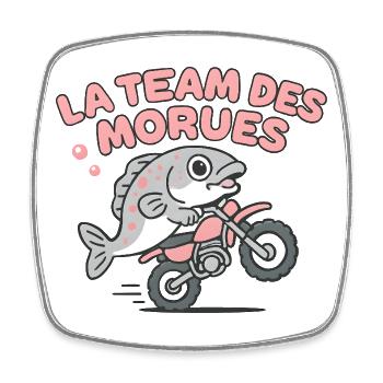 Equipe Morues Moto - Magnet carré - blanc - Devant