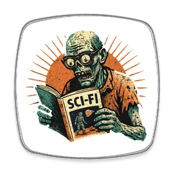 Zombie Retro SciFi Spieler - Viereckiger Kühlschrankmagnet - Weiß - Vorne