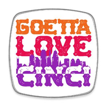 Goetta Love Cinci Wurst - Viereckiger Kühlschrankmagnet - Weiß - Vorne