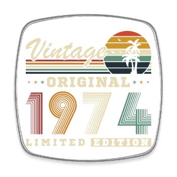 Original 1974 Vintage Retro Birthday Gift - Square fridge magnet - white - Front