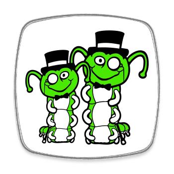 2 Gentlemen Caterpillar Top Hat Monocle Bow Tie Rich - Square fridge magnet - white - Front