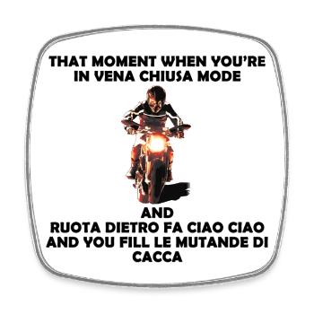 Moto Rider Dark Laughter - Square fridge magnet - white - Front