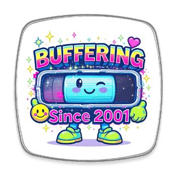 Y2K Retro – Buffering Since 2001 - Square fridge magnet - white - Front