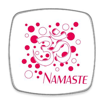 Om Namaste Pink Circle Design - Square fridge magnet - white - Front