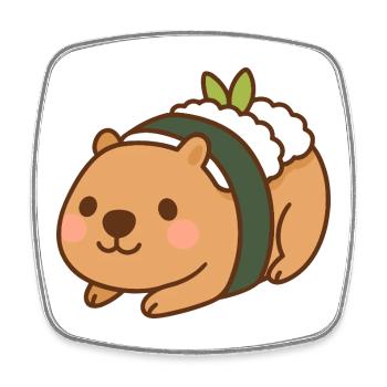 Capybara Sushi – cute & delicious 🍣🦫 - Square fridge magnet - white - Front