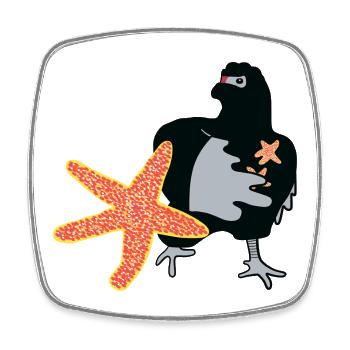 Ninja Chicken - Square fridge magnet - white - Front