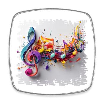 Colorful Musical Notes Art Motif - Square fridge magnet - white - Front