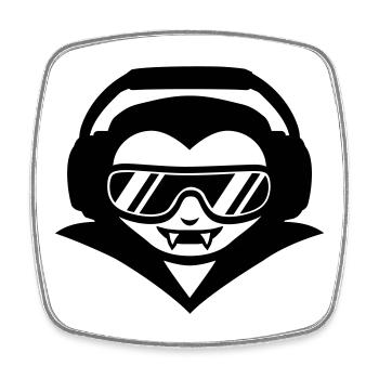 DJ vampire avec casque et lunettes de soleil - Magnet carré - blanc - Devant