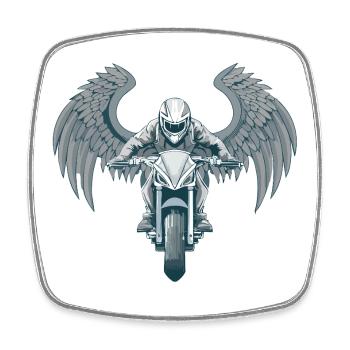 Engel Flügel Motorrad - Viereckiger Kühlschrankmagnet - Weiß - Vorne