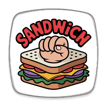 Knöchel Sandwich Lustiges Geschenk Chef Kämpfer - Viereckiger Kühlschrankmagnet - Weiß - Vorne