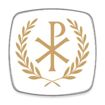 Chi-Rho Kranz Symbol - Viereckiger Kühlschrankmagnet - Weiß - Vorne