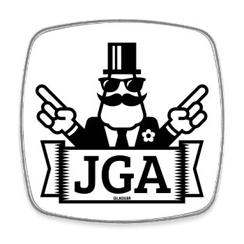 JGA Handzeichen (Junggesellenabschied / 1C) - Viereckiger Kühlschrankmagnet - Weiß - Vorne