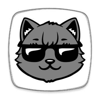 Katze Graue Sonnenbrille Cool Lässig Style Blick - Viereckiger Kühlschrankmagnet - Weiß - Vorne