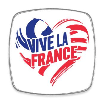Coeur tricolore Vive La France - Magnet carré - blanc - Devant