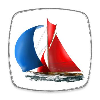 Segelboot - Viereckiger Kühlschrankmagnet - Weiß - Vorne