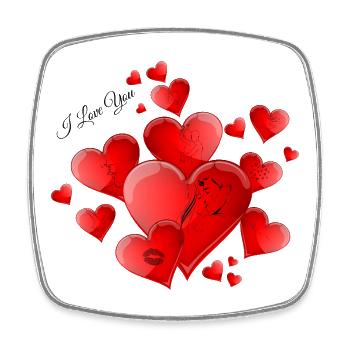 Cœurs amoureux I love You - Magnet carré - blanc - Devant