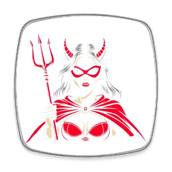 Devil Trident Hell Devil Woman Woman Devil - Square fridge magnet - white - Front
