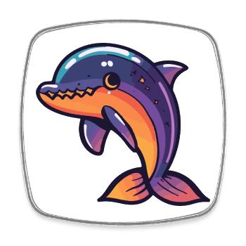 Dolphin Halloween Zombie - Square fridge magnet - white - Front