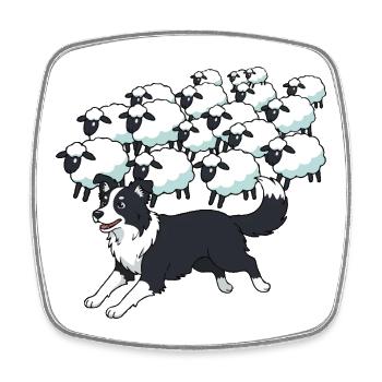 Border Collie und Clouds Sheep - Viereckiger Kühlschrankmagnet - Weiß - Vorne