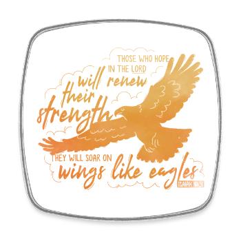 Isaiah 40 31 - soar on wings like eagles Lettering - Square fridge magnet - white - Front