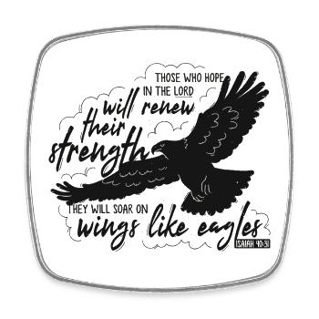 Isaiah 40 31 - soar on wings like eagles Lettering - Square fridge magnet - white - Front