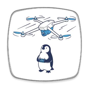 Drone and Penguin - Square fridge magnet - white - Front