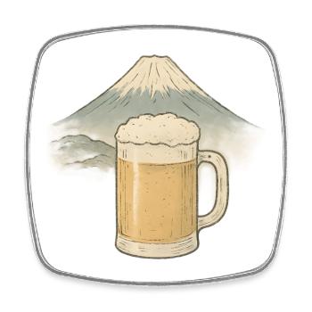 Bier am Berggipfel - Viereckiger Kühlschrankmagnet - Weiß - Vorne