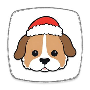 Weihnachts Hundegesicht mit Santa-Hut - Viereckiger Kühlschrankmagnet - Weiß - Vorne