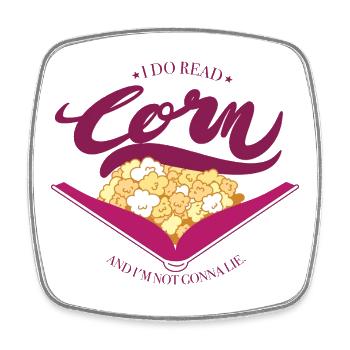Corn Reading Tee - Viereckiger Kühlschrankmagnet - Weiß - Vorne