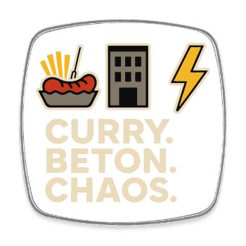 Curry Beton Chaos Berlin Street Design - Viereckiger Kühlschrankmagnet - Weiß - Vorne